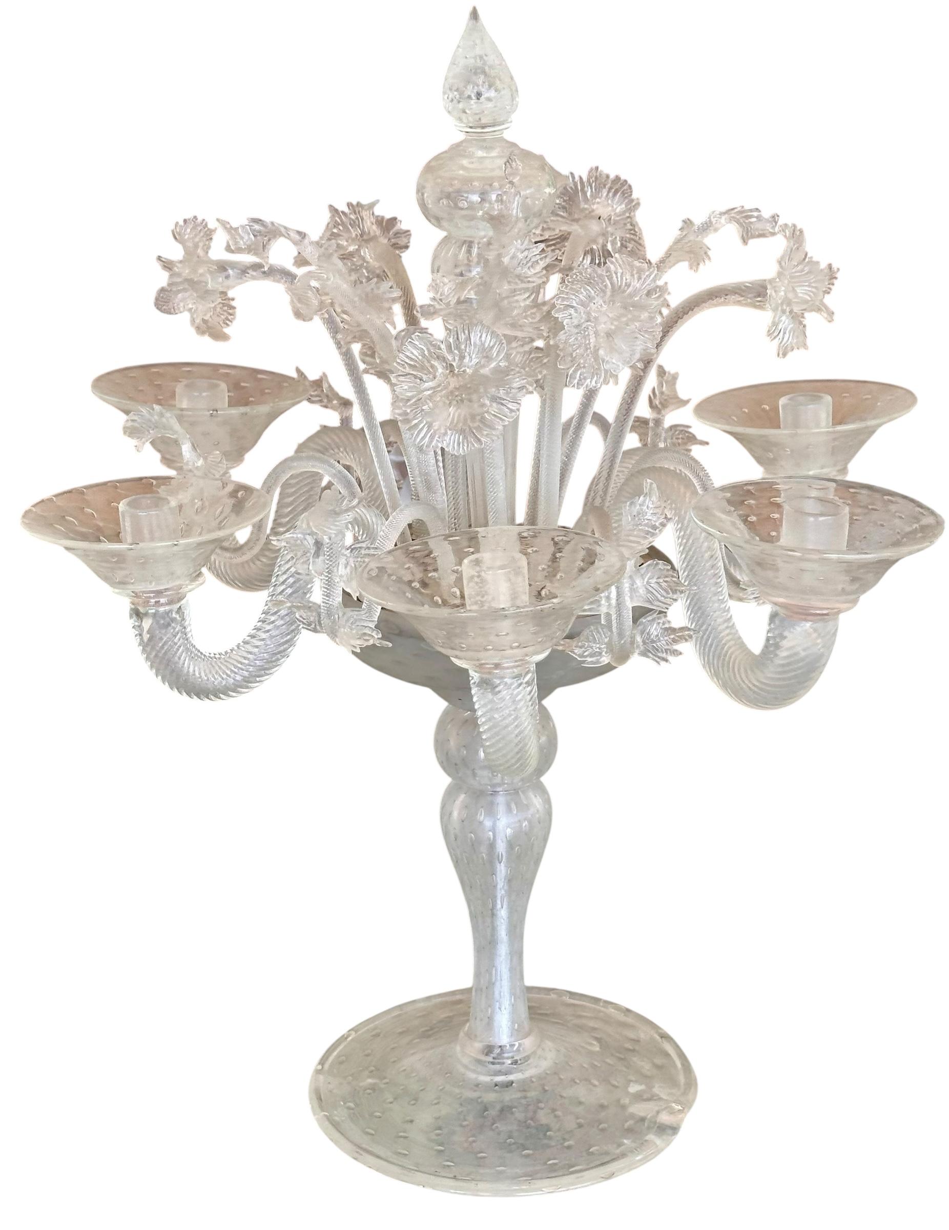 Chandelier ancien en verre d'art vénitien italien.