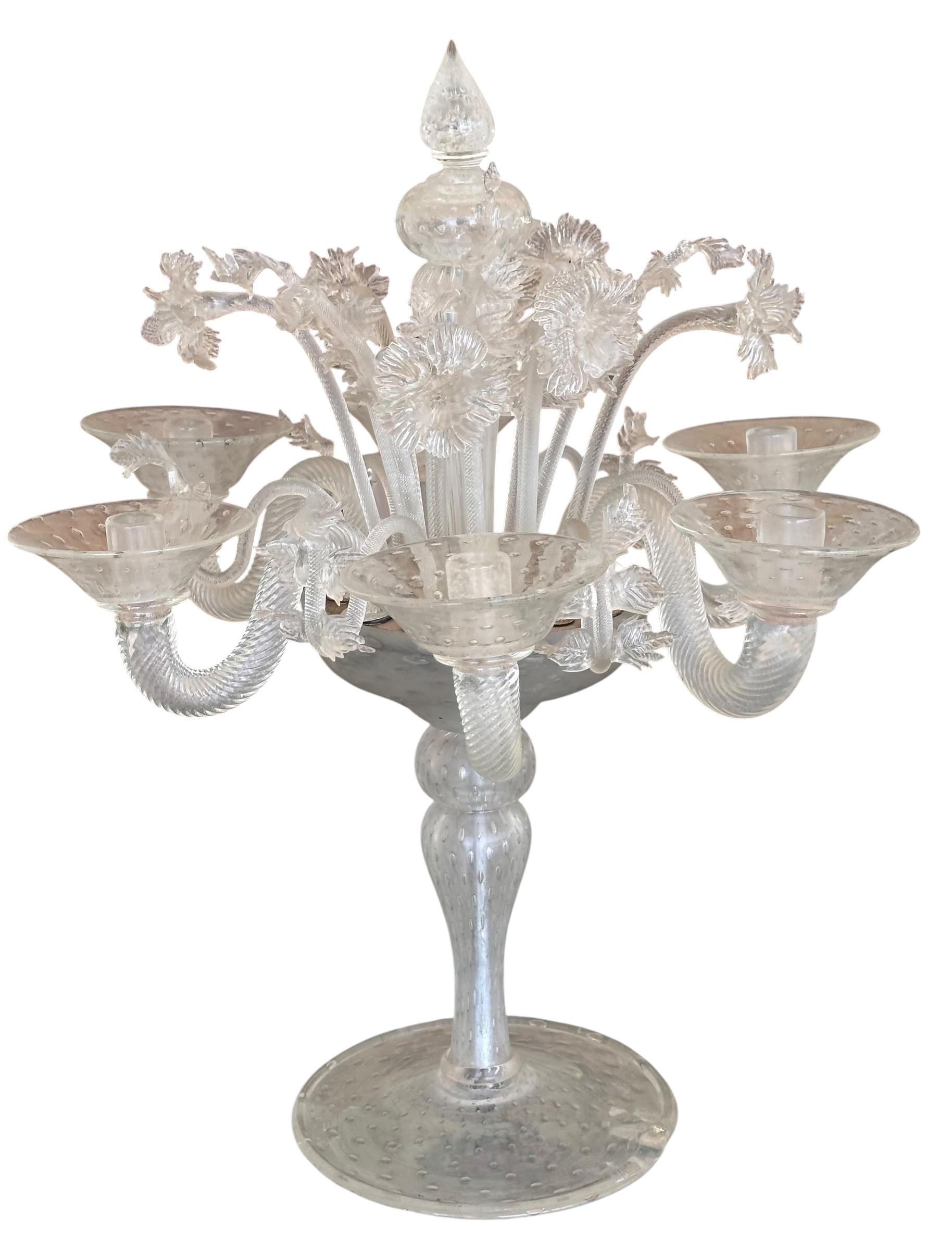 Rococo Chandelier ancien en verre d'art vénitien italien en vente