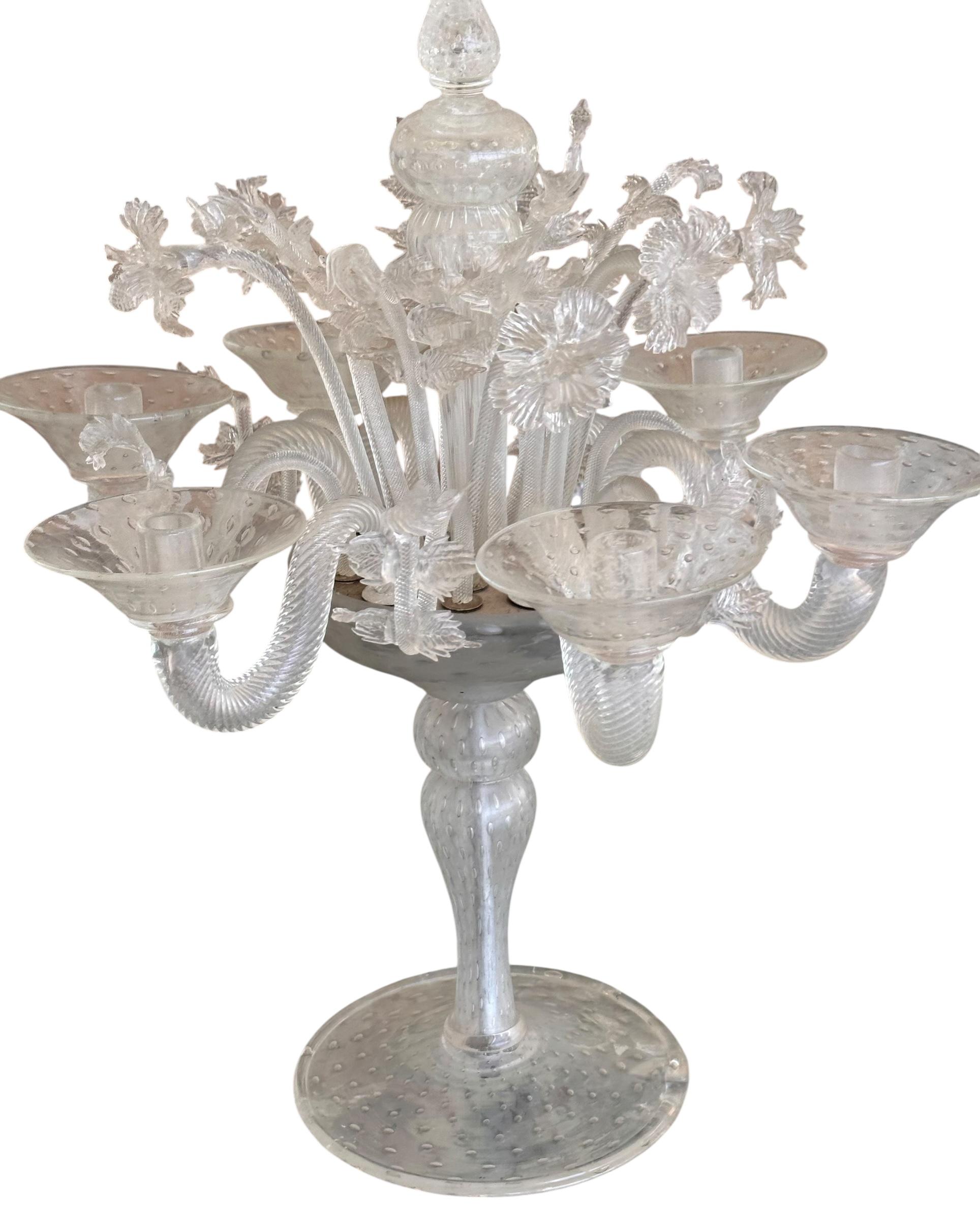 Début du 20ème siècle Chandelier ancien en verre d'art vénitien italien en vente