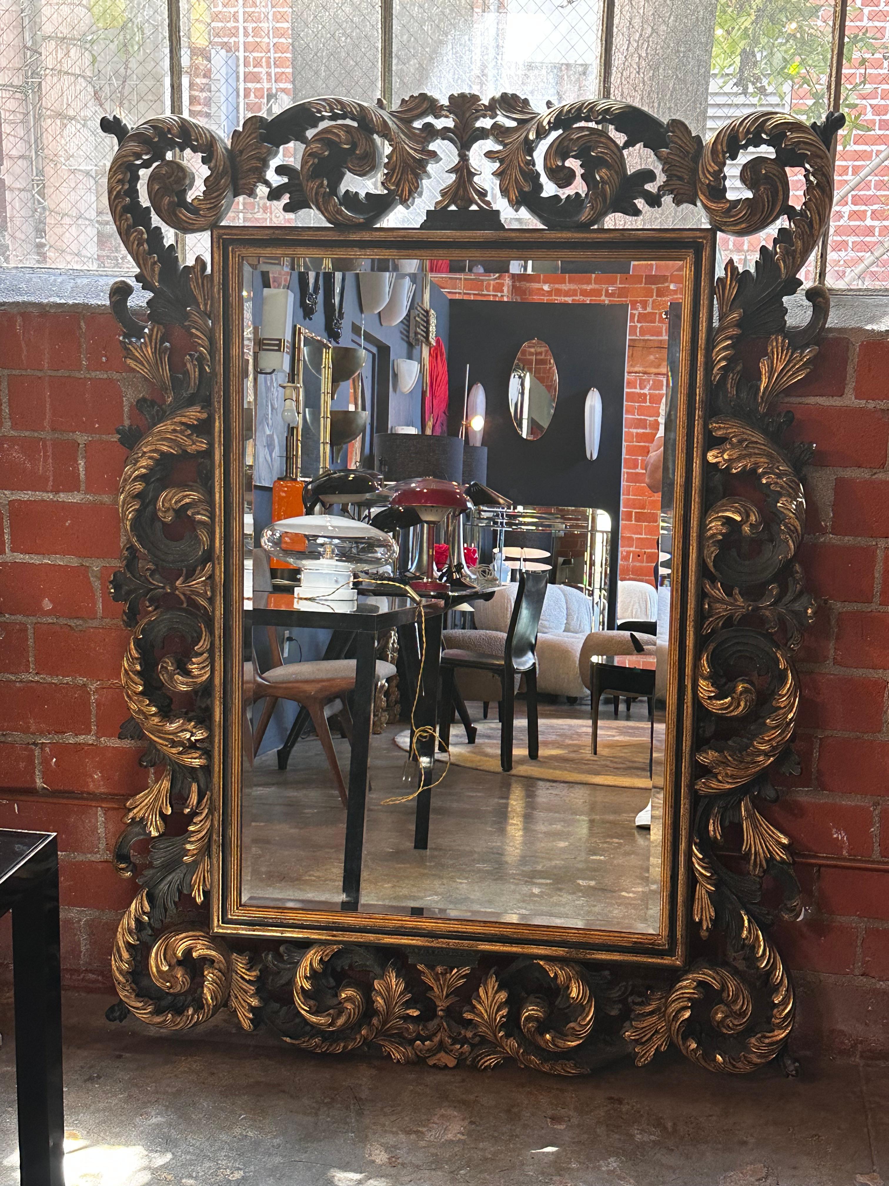 Wood Antique Venetian Italian Mirror 1960s by Spini Firenze For Sale