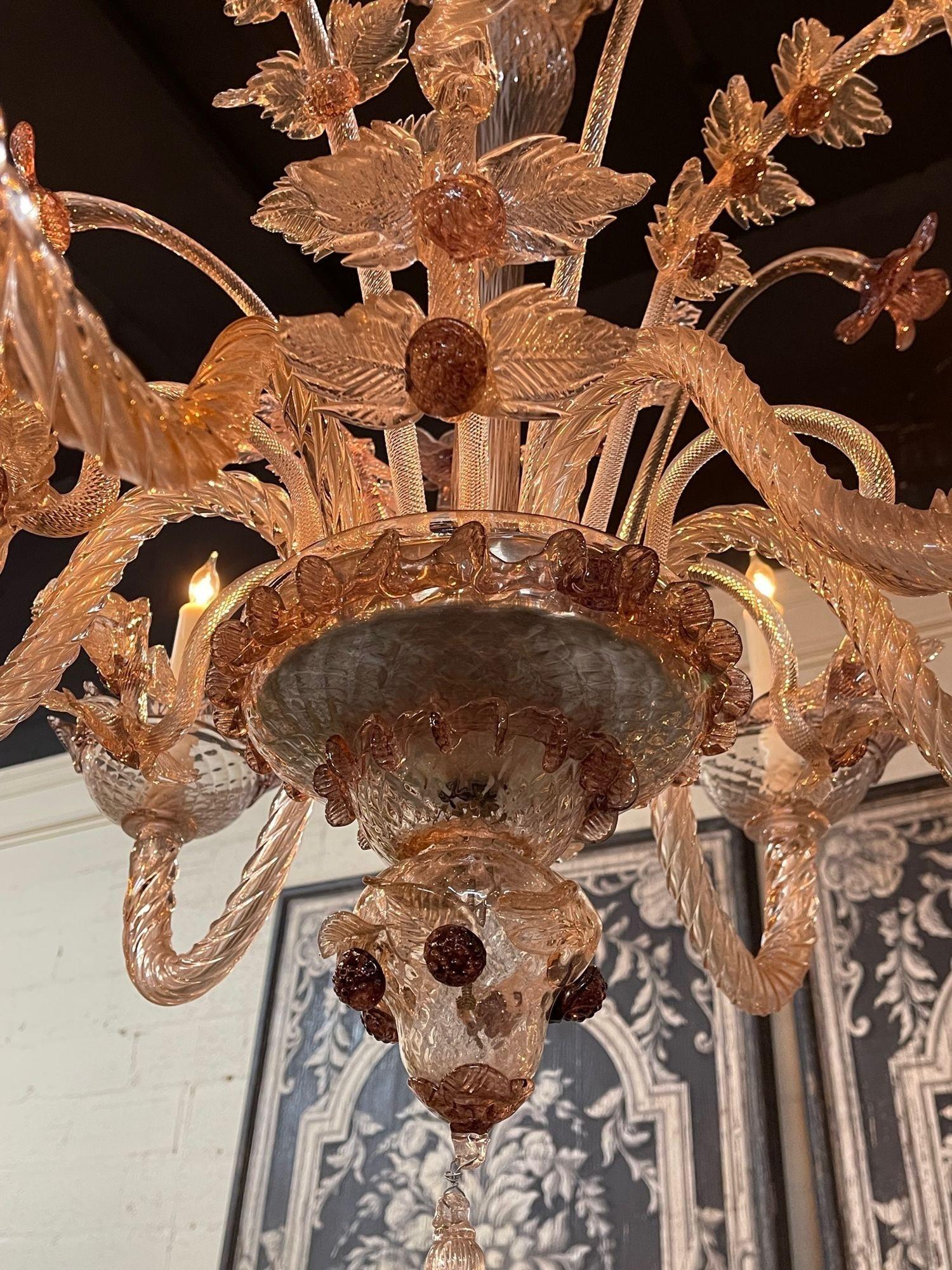 Antique Venetian Lavender Chandelier with 6 Lights In Good Condition In Dallas, TX