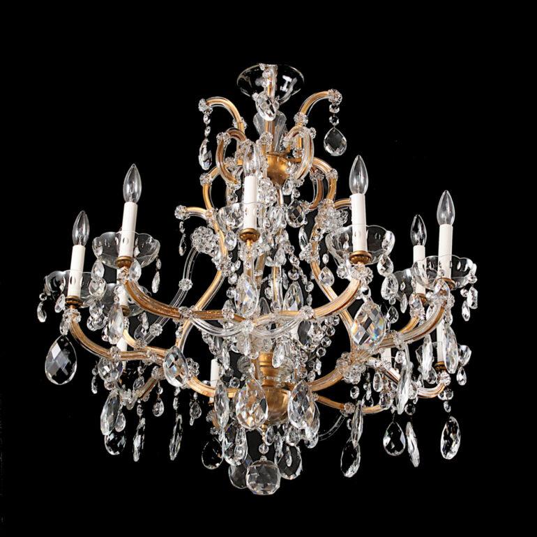 Antique Venetian Maria Theresa Crystal Chandelier C-1920 In Good Condition In Vancouver, British Columbia