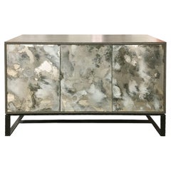 Modern Venetian Mirror 3-Drawer Buffet with a Forged Metal Base by Ercole Home