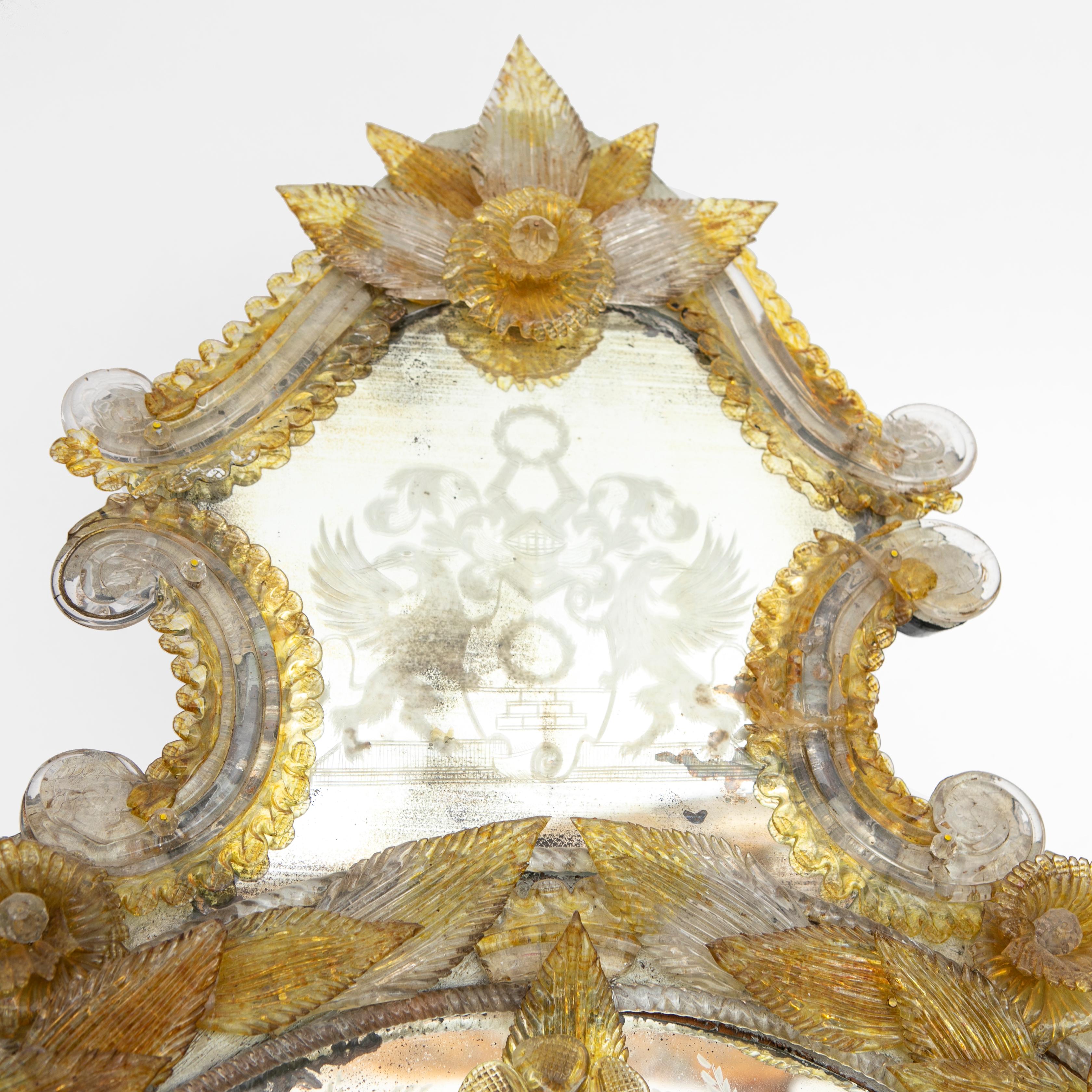 Antique Venetian Mirror in Murano Glass For Sale 8