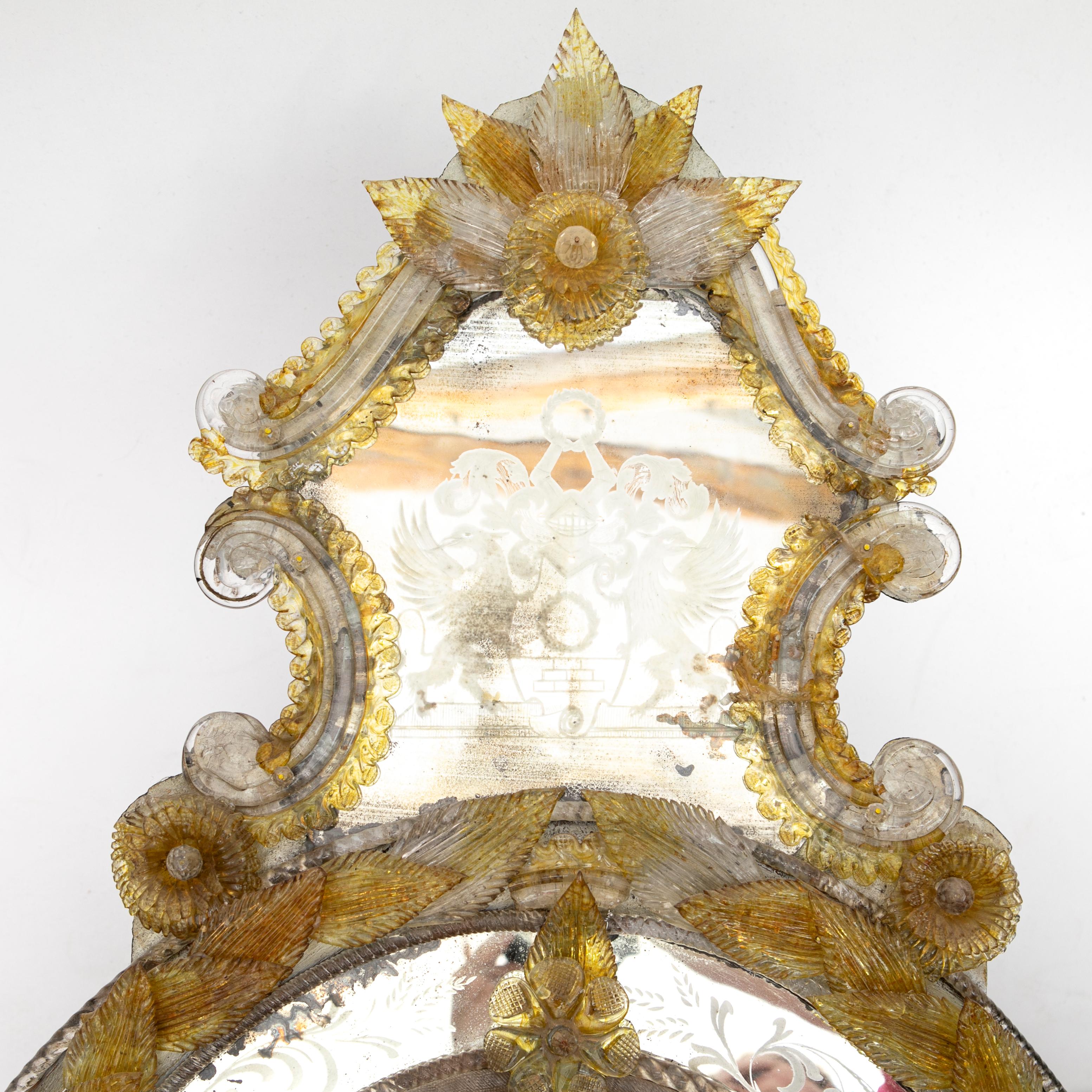 Italian Antique Venetian Mirror in Murano Glass For Sale