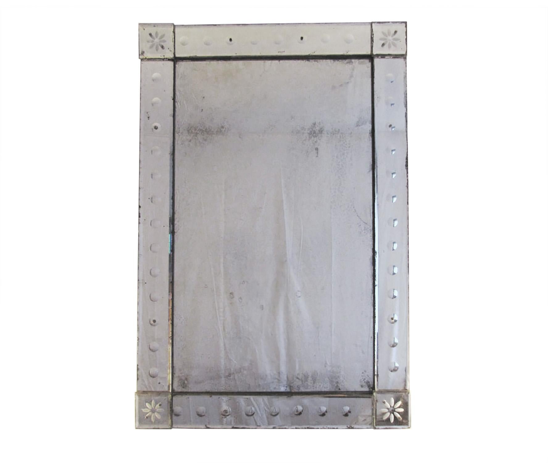 19th Century Antique Venetian mirror with Bubble Detail