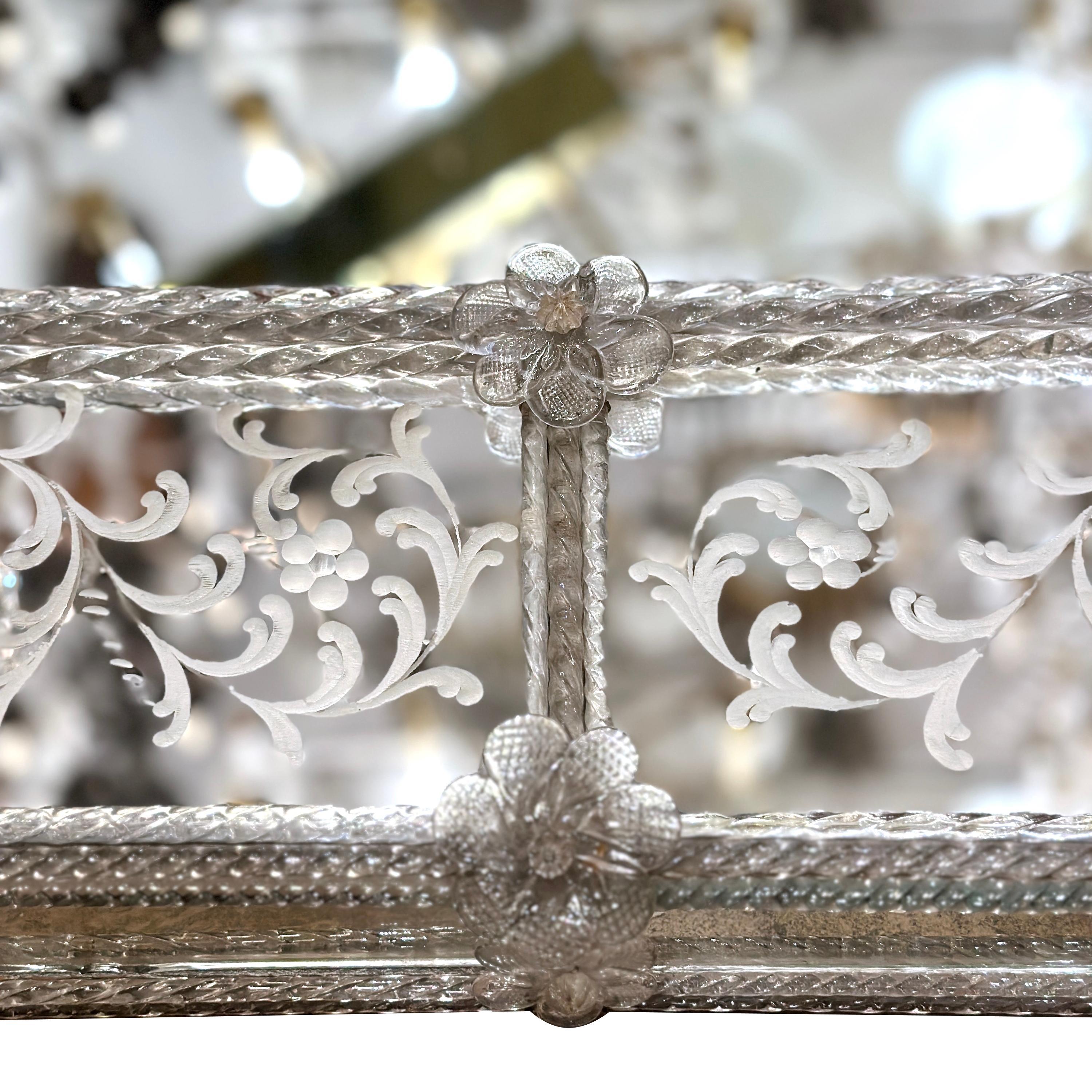 Antique Venetian Mirror with Etched Frame  In Good Condition For Sale In New York, NY