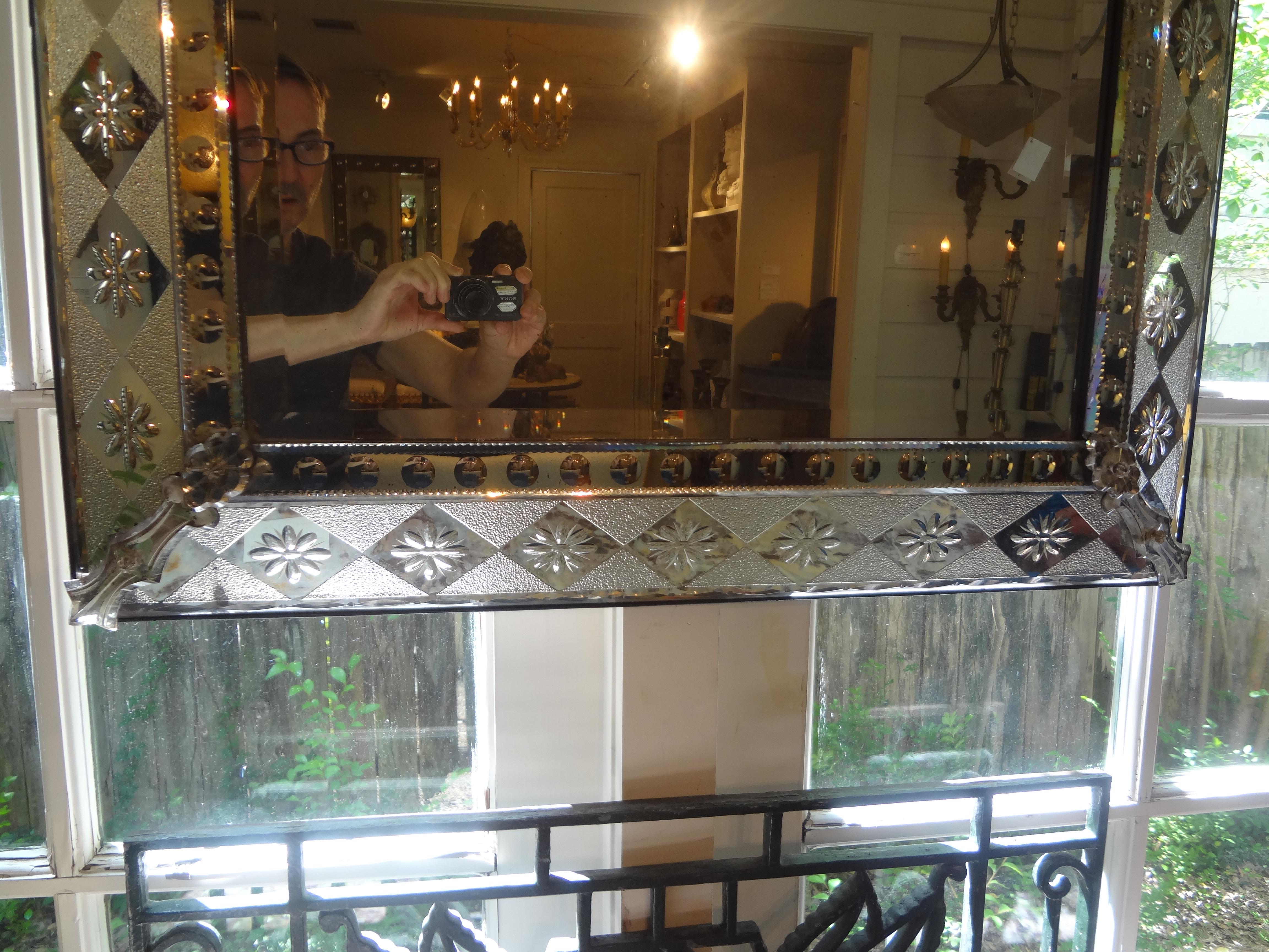 Antique Venetian Mirror with Geometric Design For Sale 3