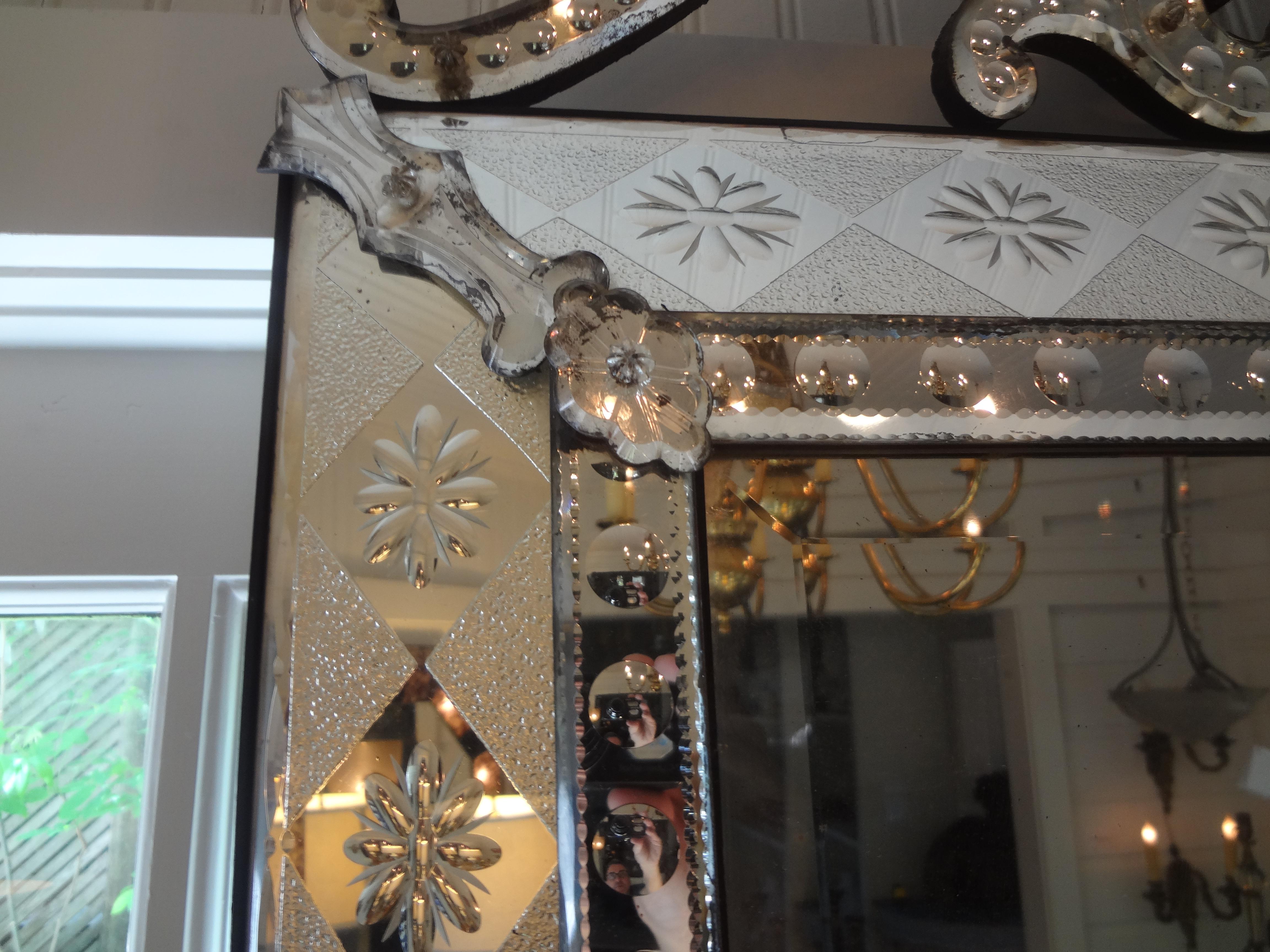 Italian Antique Venetian Mirror with Geometric Design For Sale