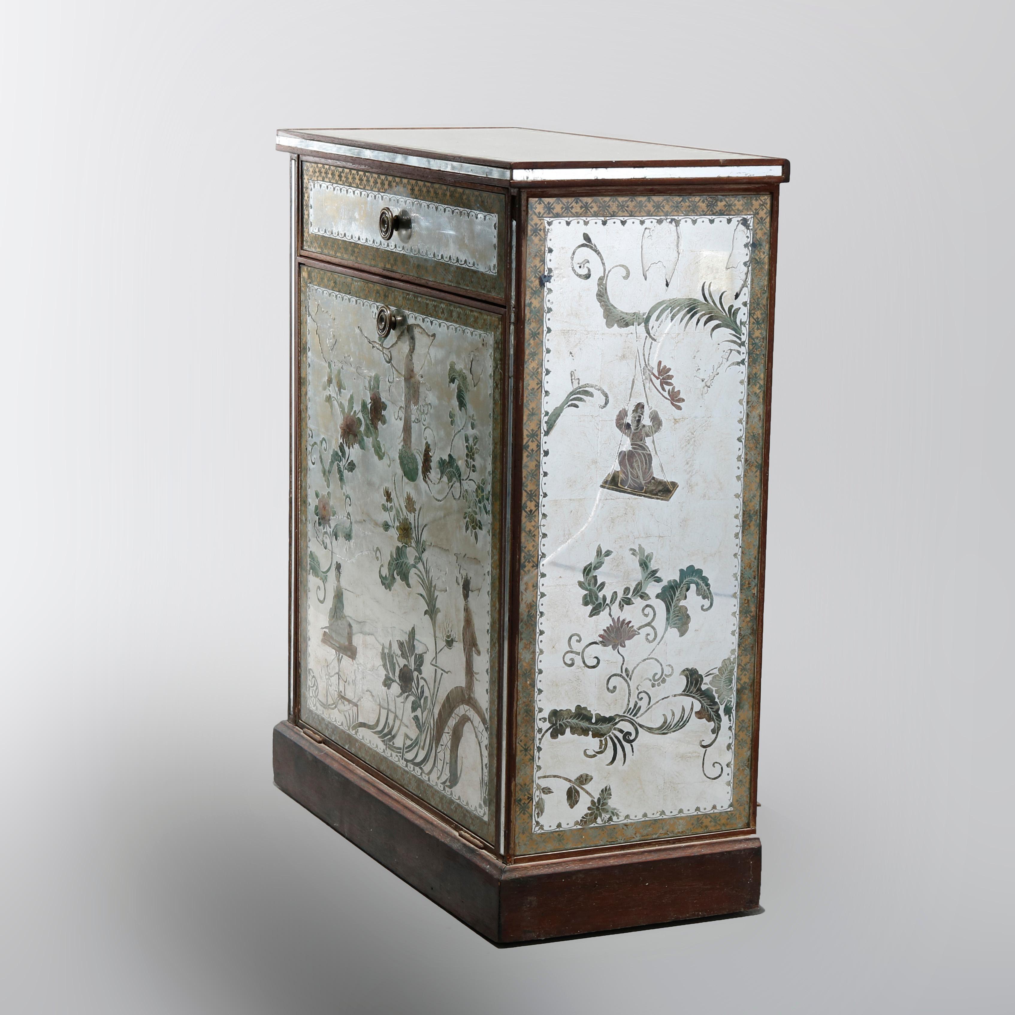 Antique Venetian Mirrored Chinoiserie Decorated Portfolio Stand, 20th C 5