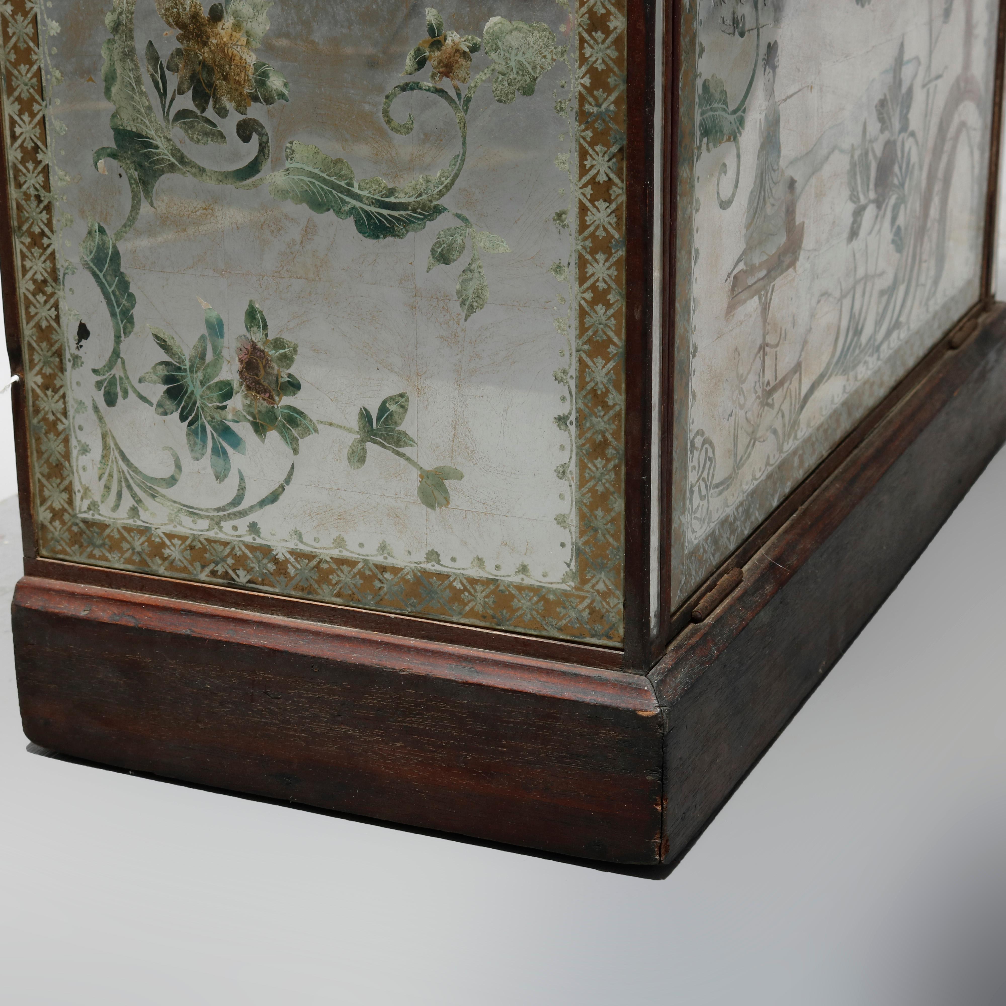 Antique Venetian Mirrored Chinoiserie Decorated Portfolio Stand, 20th C 1