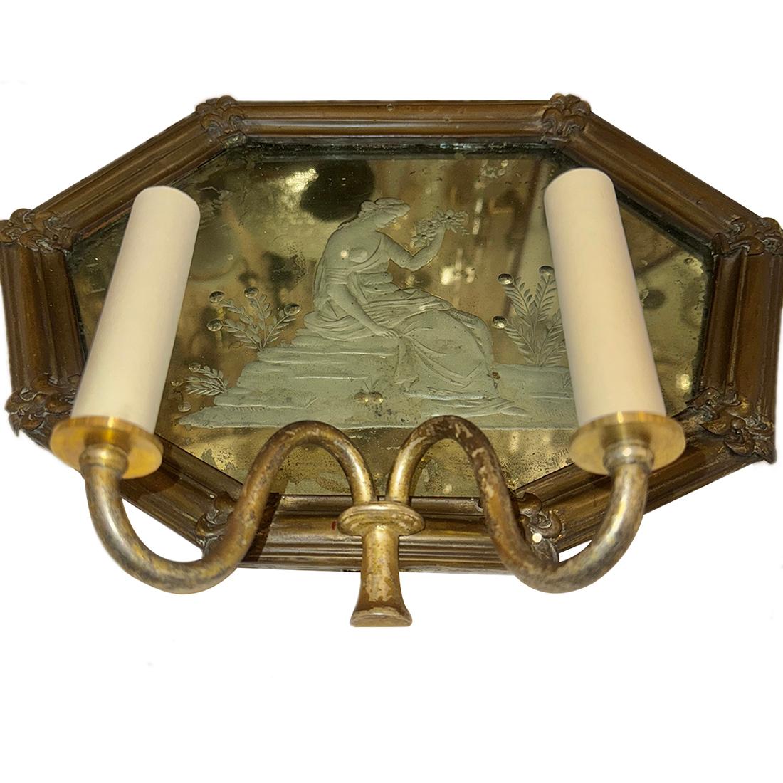 Realizzato con acquaforte Sconce veneziane antiche a specchio. in vendita