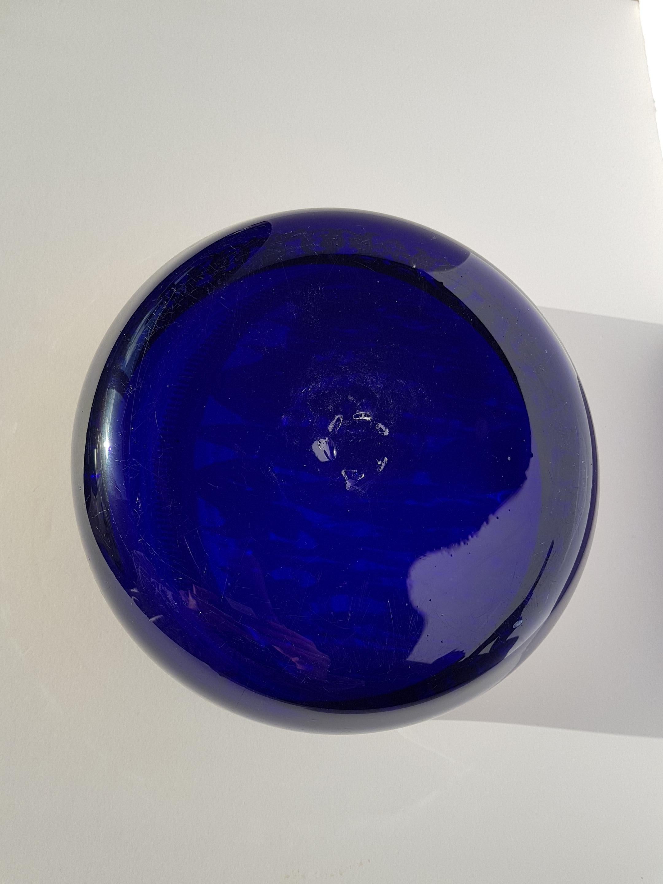 Antique Venetian Murano Art Glass Bowl Centerpiece Gold Enamelled Blue Baroque For Sale 5