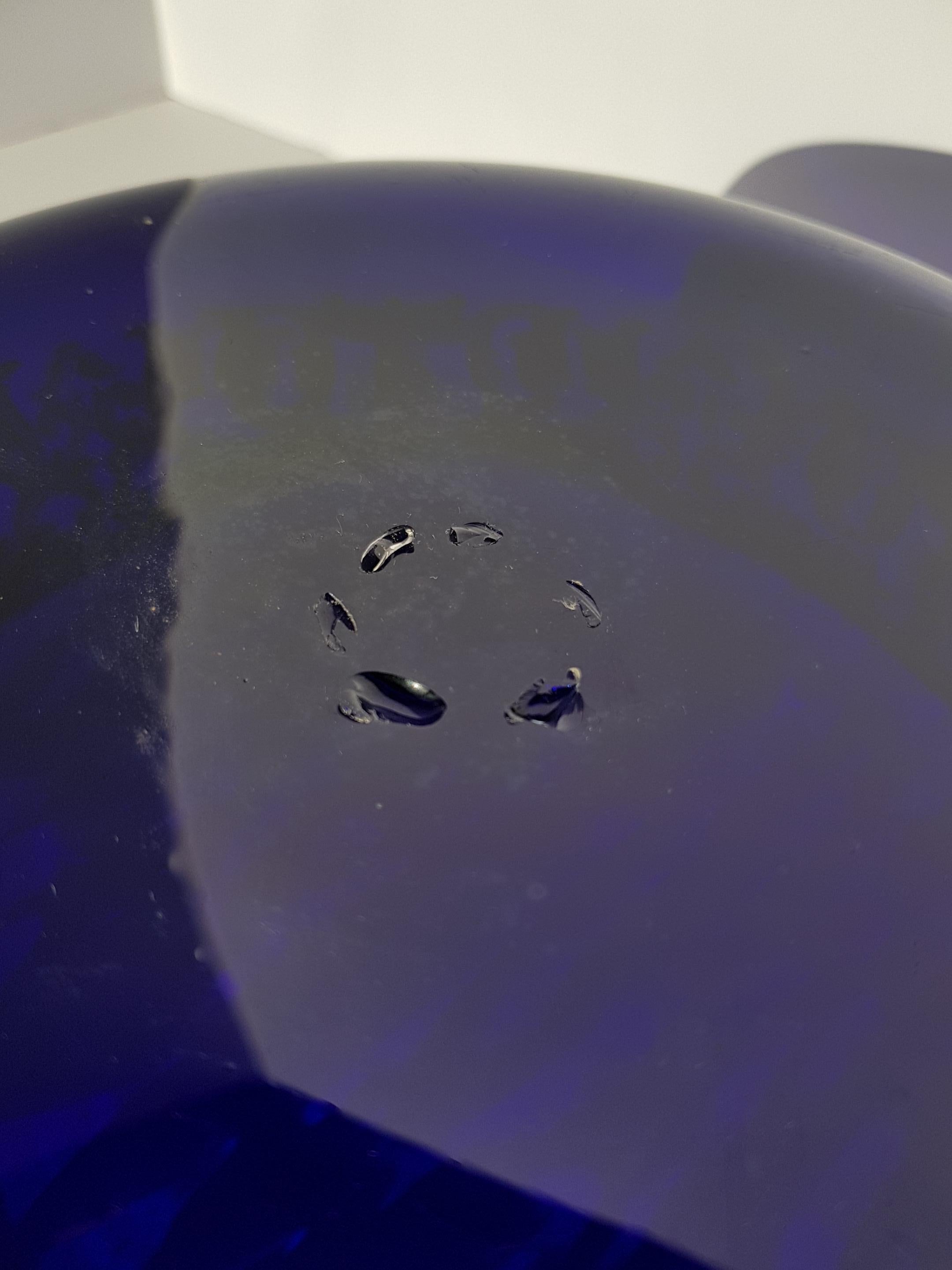 Antique Venetian Murano Art Glass Bowl Centerpiece Gold Enamelled Blue Baroque For Sale 6