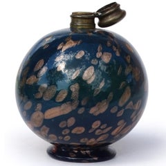 Antique Venetian Murano Blue Aventurine Flecks Italian Perfume Scent Bottle