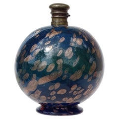 Antique Venetian Murano Blue Aventurine Flecks Italian Perfume Scent Bottle