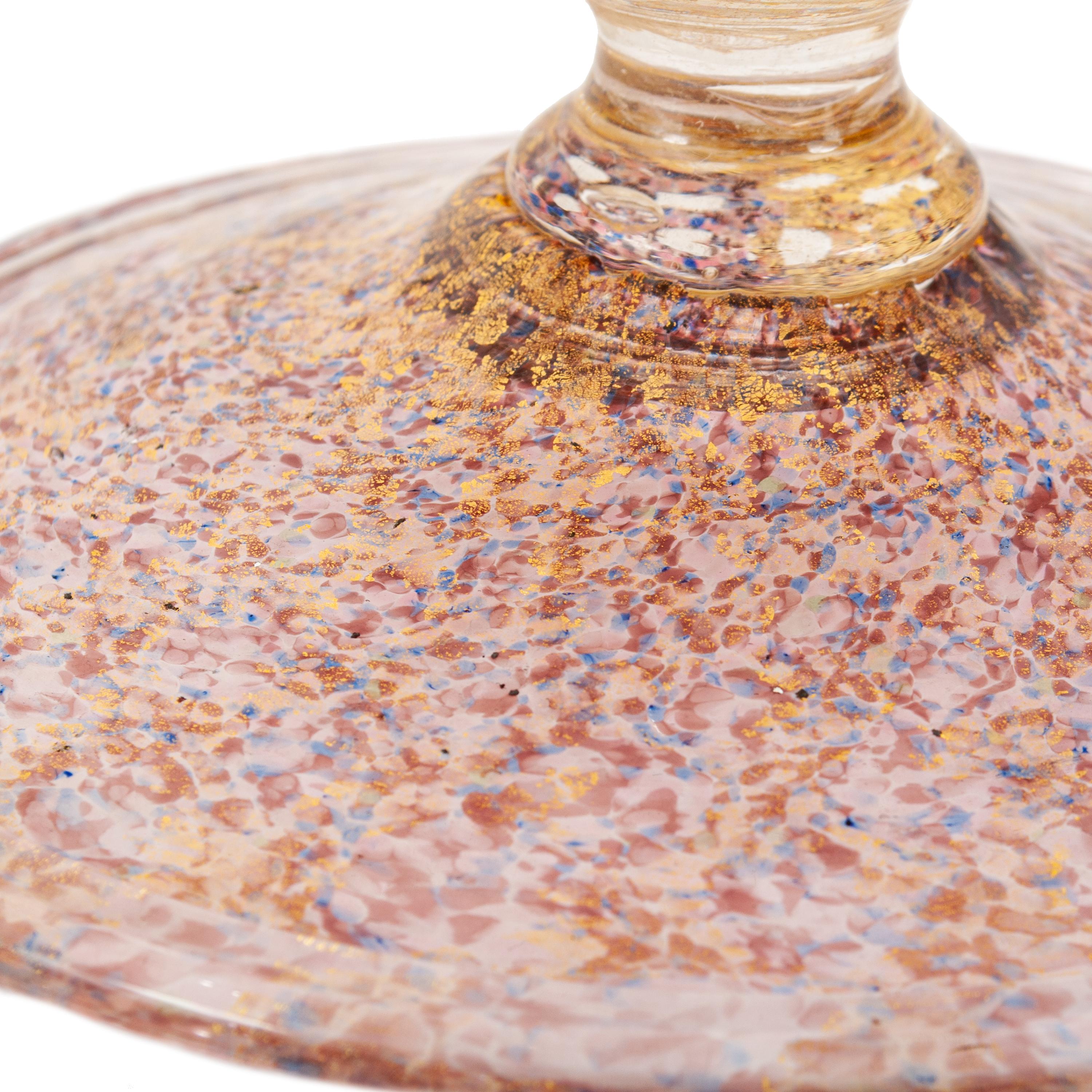 Early 20th Century Antique Venetian Murano Hand Blown Glass Gold Centerpiece Coupe Salviati 1910