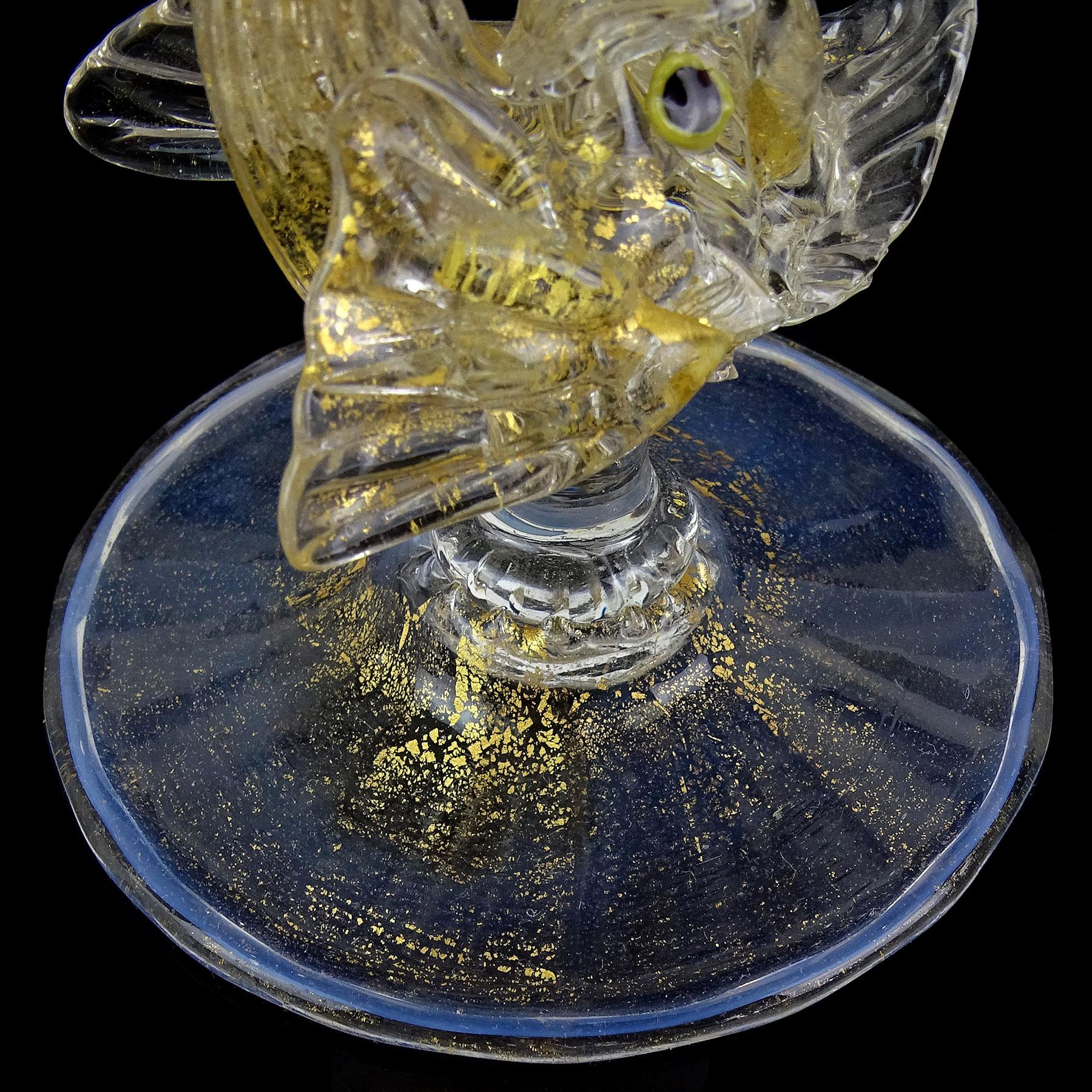Antique Venetian Murano Opal Shell Gold Flecks Fish Stem Italian Art Glass Vase For Sale 4
