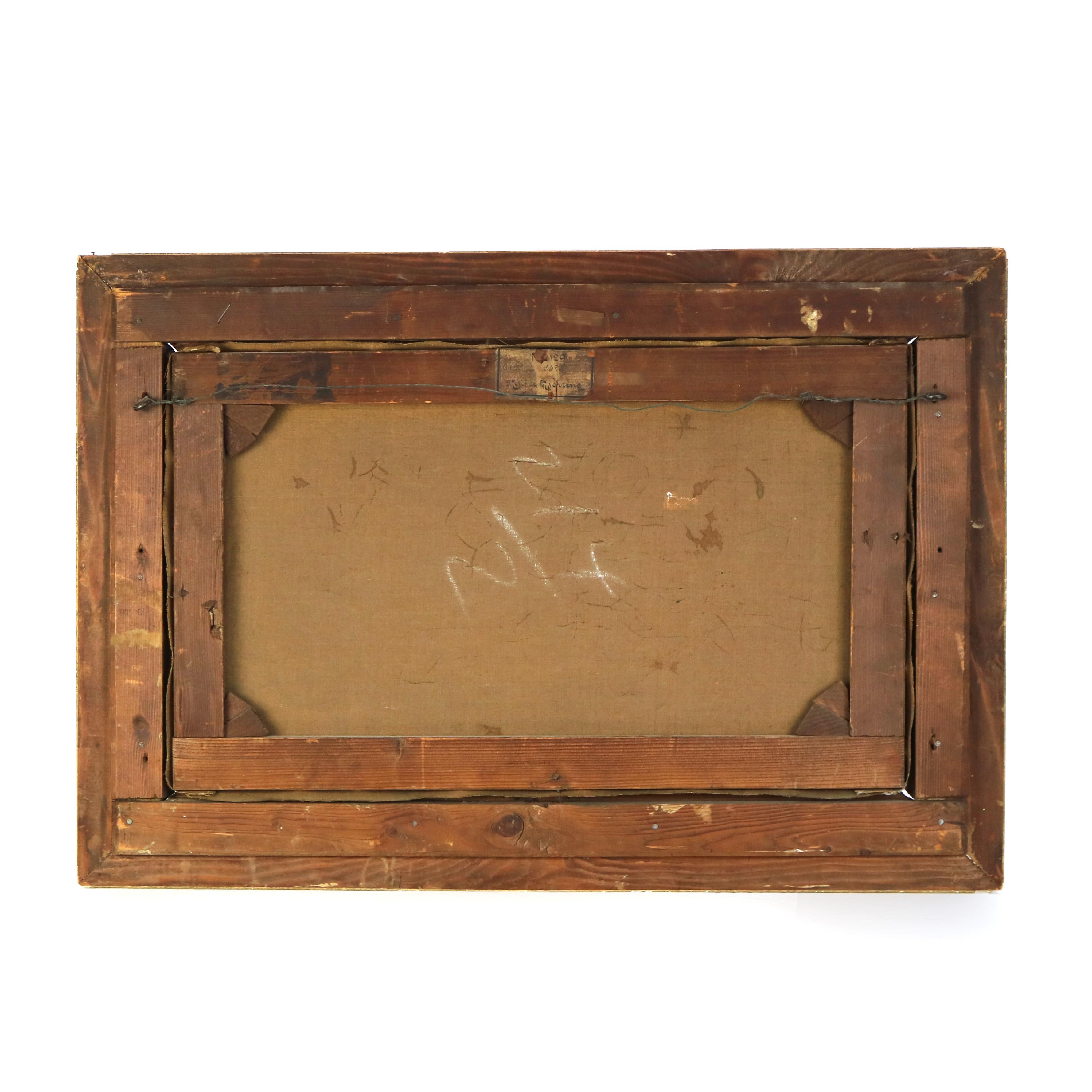 Antique Venetian Oil on Canvas Harbor Scene by C. Russo, Framed, C1890 For Sale 8