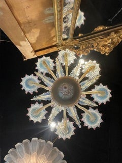 Antique Venetian Opalescent and Pink Chandelier
