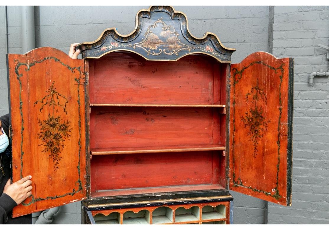 Antique Venetian Paint Decorated Secretary Bookcase For Sale 5
