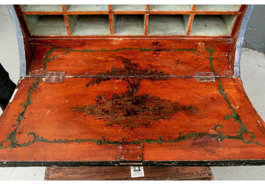 Antique Venetian Paint Decorated Secretary Bookcase For Sale 6