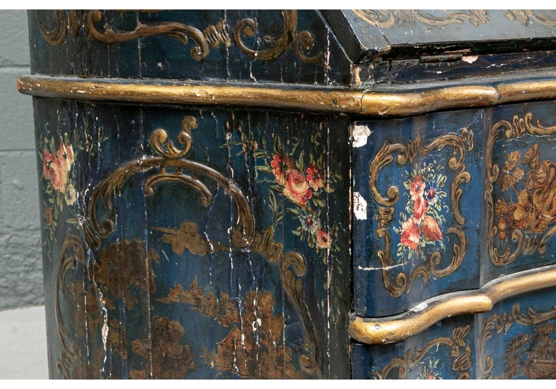 Antique Venetian Paint Decorated Secretary Bookcase For Sale 1