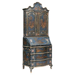 Used Venetian Paint Decorated Secretary Bookcase