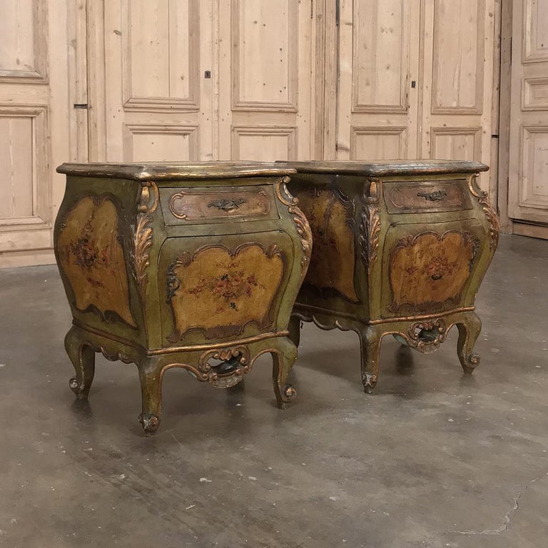 Antique Painted Baroque FivePiece Italian Bedroom Suite at