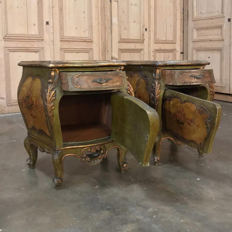 Antique Painted Baroque FivePiece Italian Bedroom Suite at