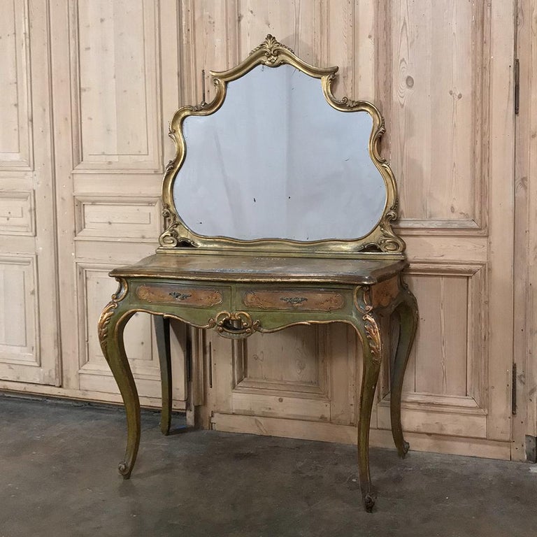 Antique Painted Baroque FivePiece Italian Bedroom Suite at