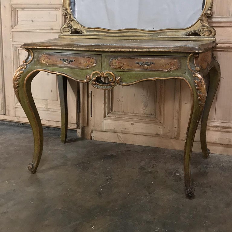 Antique Painted Baroque FivePiece Italian Bedroom Suite at