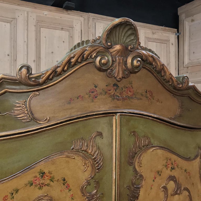 Antique Painted Baroque FivePiece Italian Bedroom Suite at