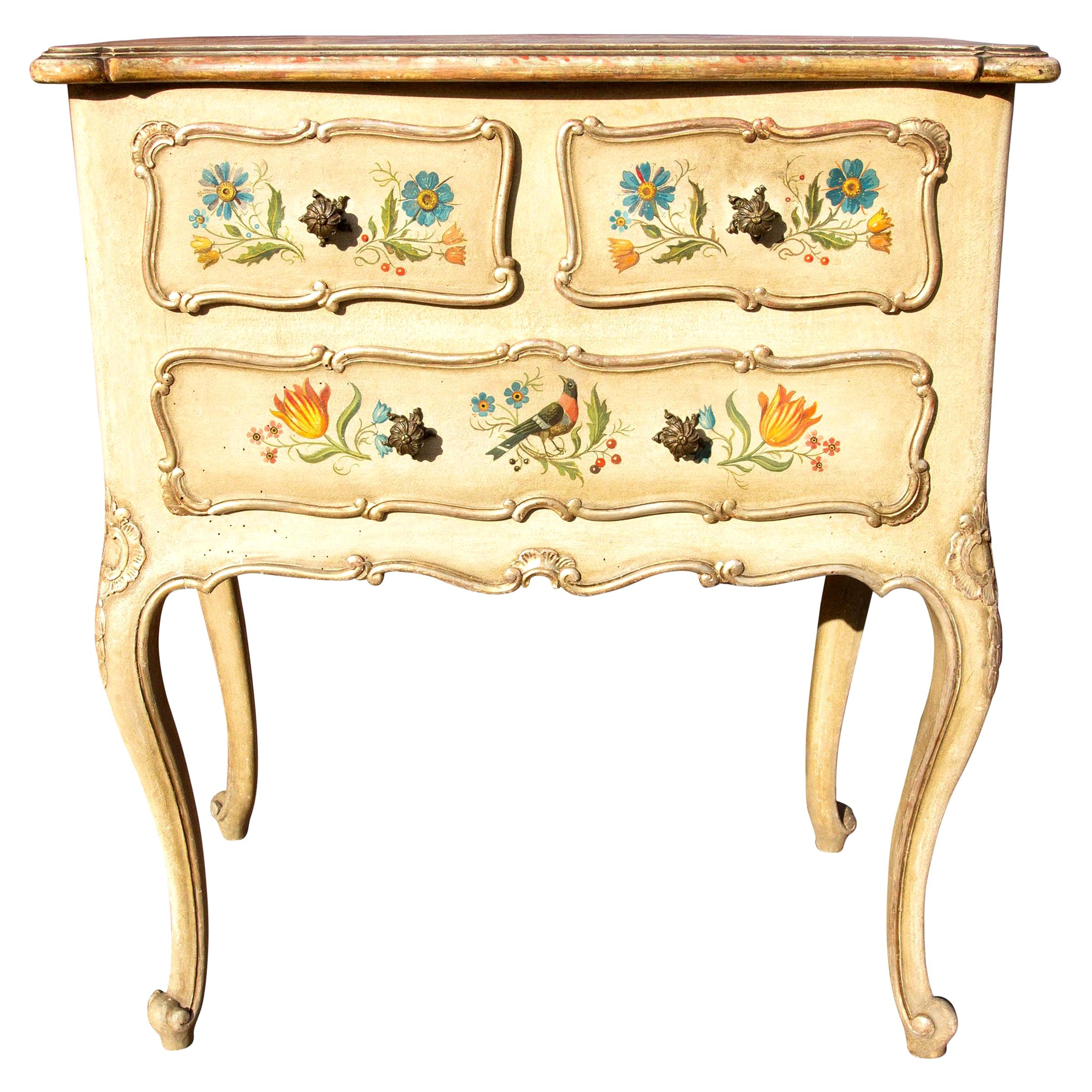 Antique Venetian Painted Commode Louis XV Style