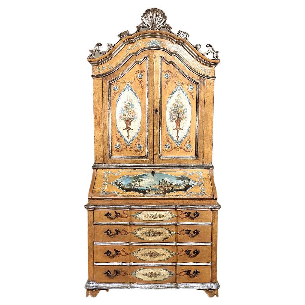 Antique Venetian Painted Secretary ~ Bookcase ~ Commode