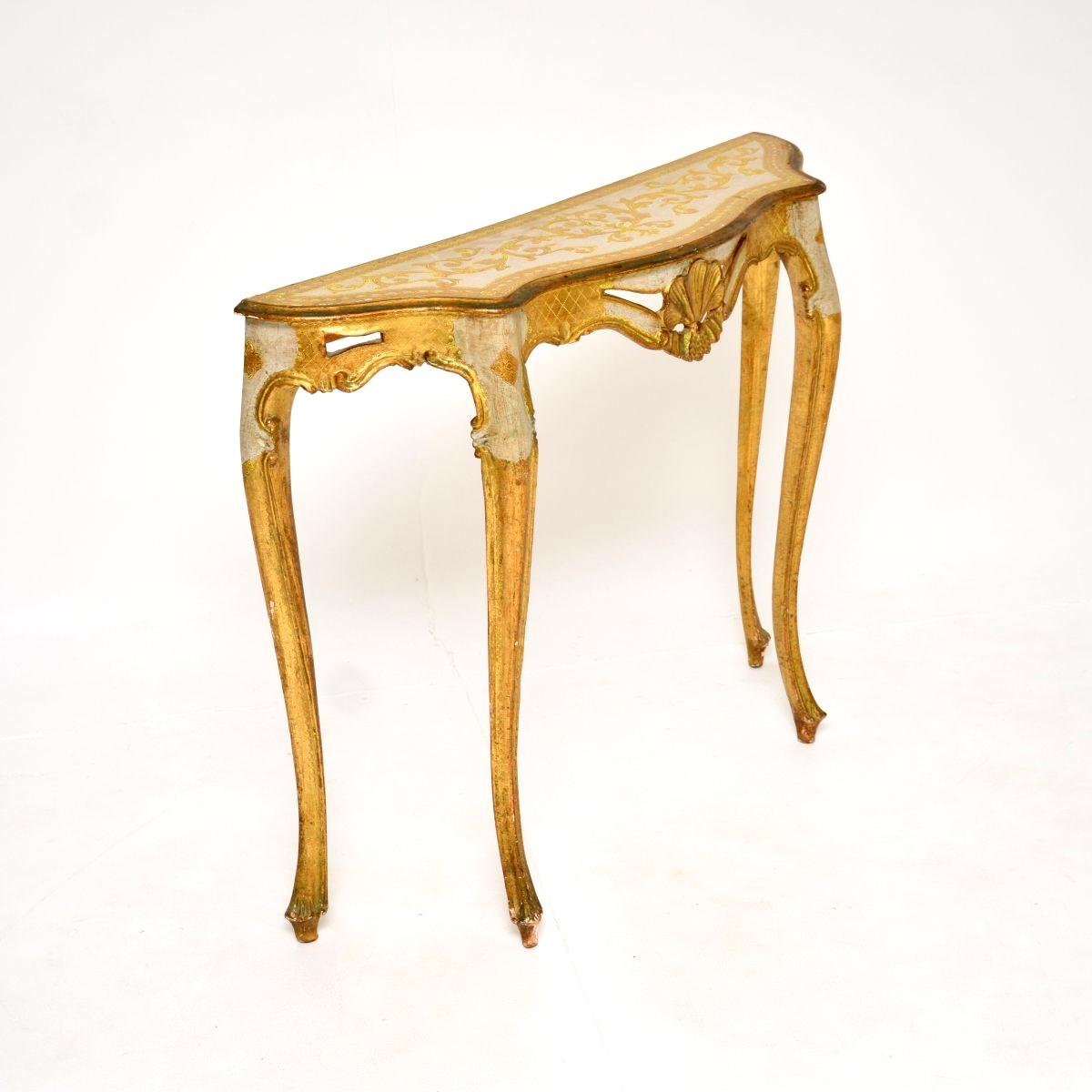 Italian Antique Venetian Parcel Gilt Console Table For Sale