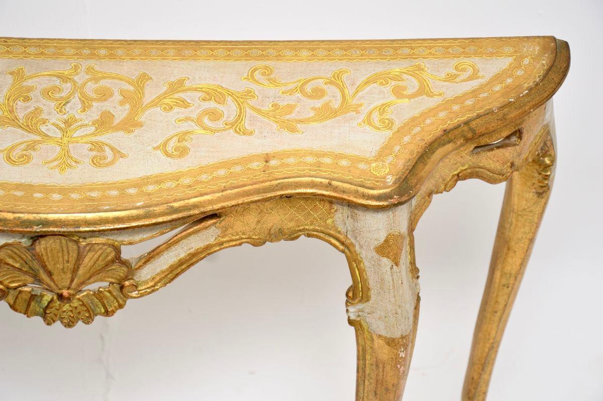 Giltwood Antique Venetian Parcel Gilt Console Table For Sale