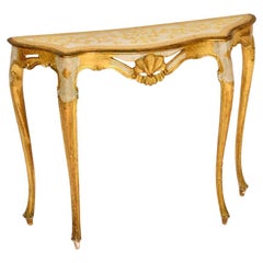 Antico tavolo consolle veneziano in pacchi dorati Antico tavolo consolle veneziano in pacchi dorati