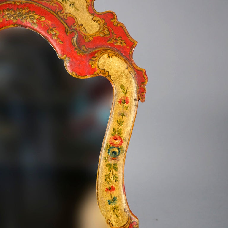 Antique Polychrome Painted Table Top Dresser Mirror Circa 1900