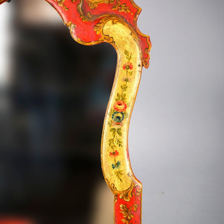 Antique Polychrome Painted Table Top Dresser Mirror Circa 1900