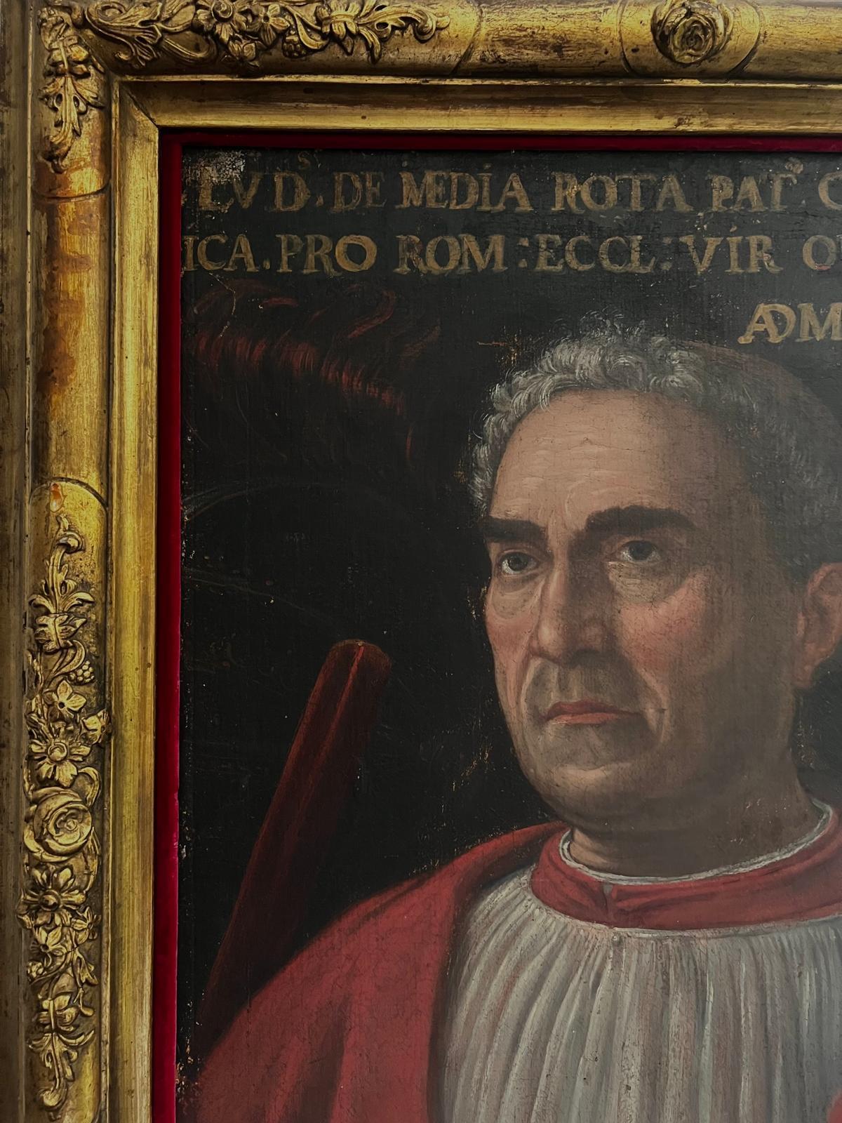 Antike venezianische Renaissance Kardinal Ludovico Trevisan 1401-1465 Öl auf Leinwand im Angebot 1