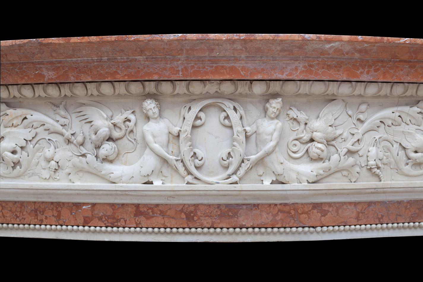 Italian Antique Venetian Renaissance Marble Mantel For Sale