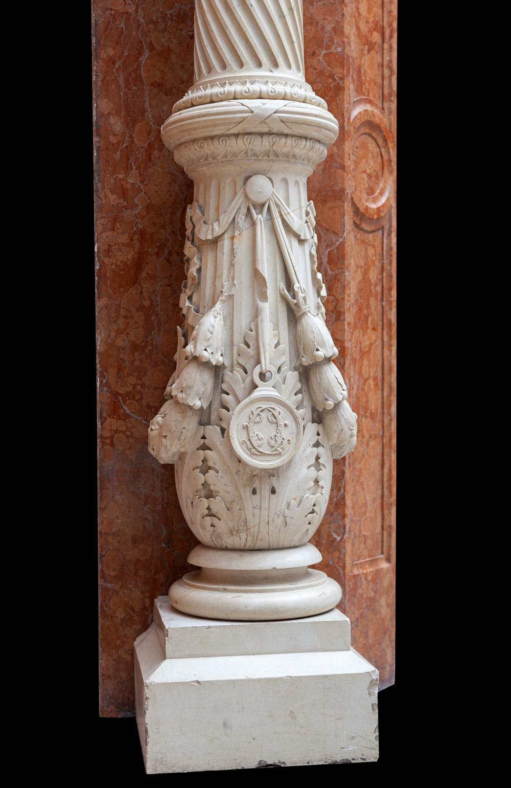 Carved Antique Venetian Renaissance Marble Mantel For Sale