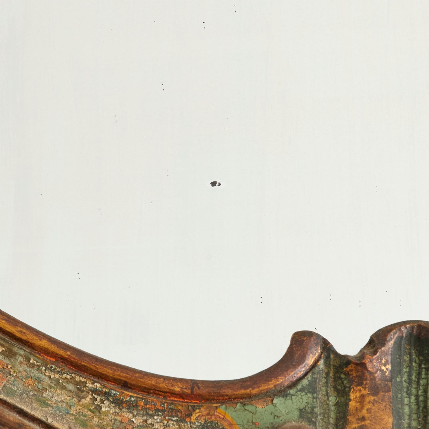 Late 19th Century Antique Venetian Rococo Style Polychrome Painted and Parcel Gilt Wall Mirror