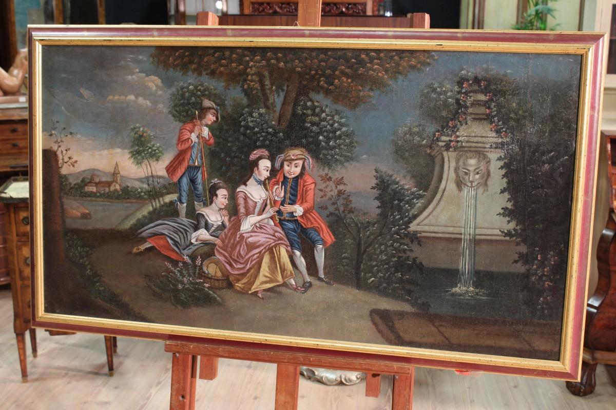 Antique Venetian Romantic Landscape Painting from the 19th Century For Sale 8
