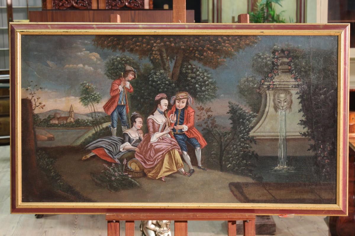 Antique Venetian Romantic Landscape Painting from the 19th Century In Good Condition For Sale In London, GB