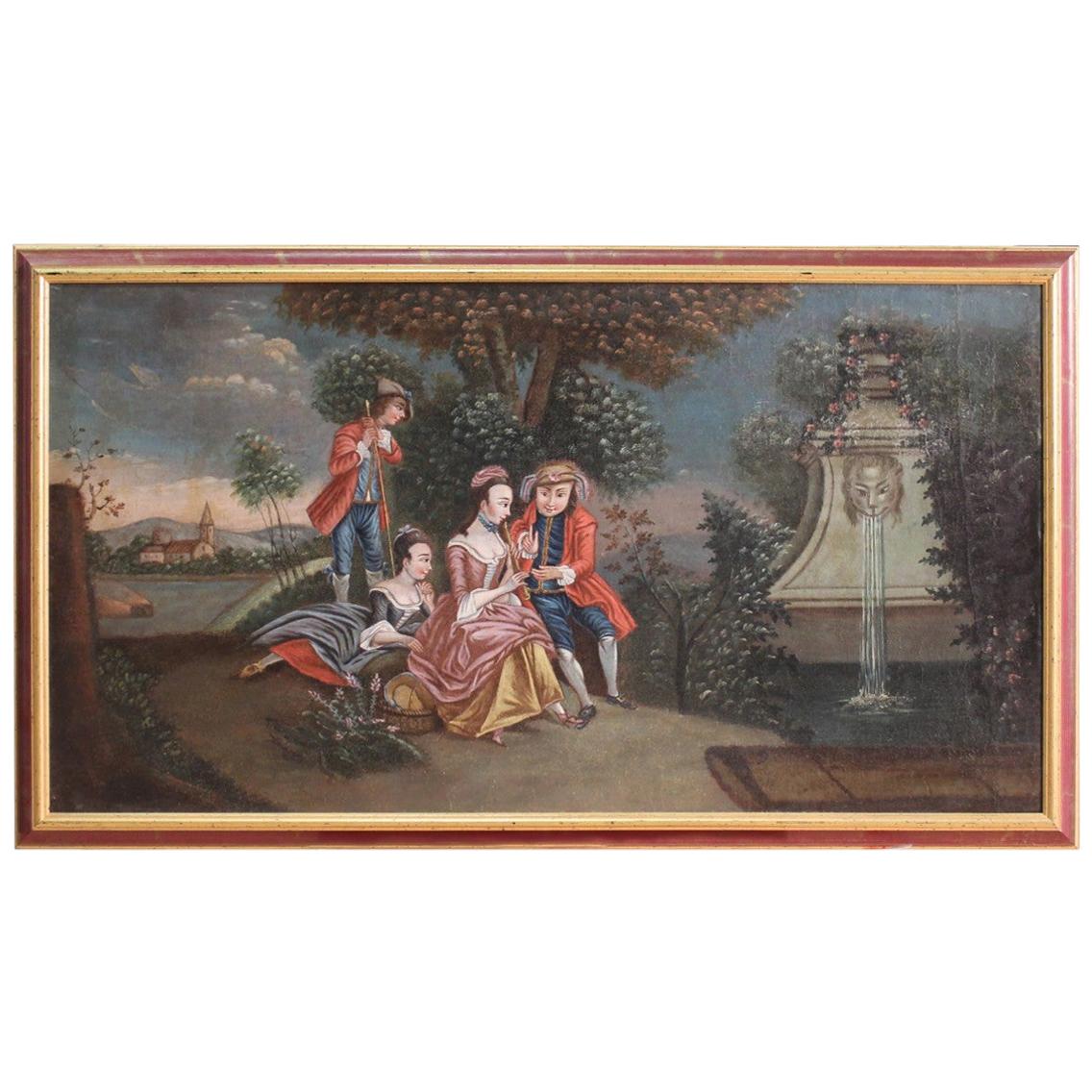 Antique Venetian Romantic Landscape Painting from the 19th Century For Sale