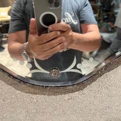 1950s Venetian Shield Wall Mirror Carved Giltwood Italy