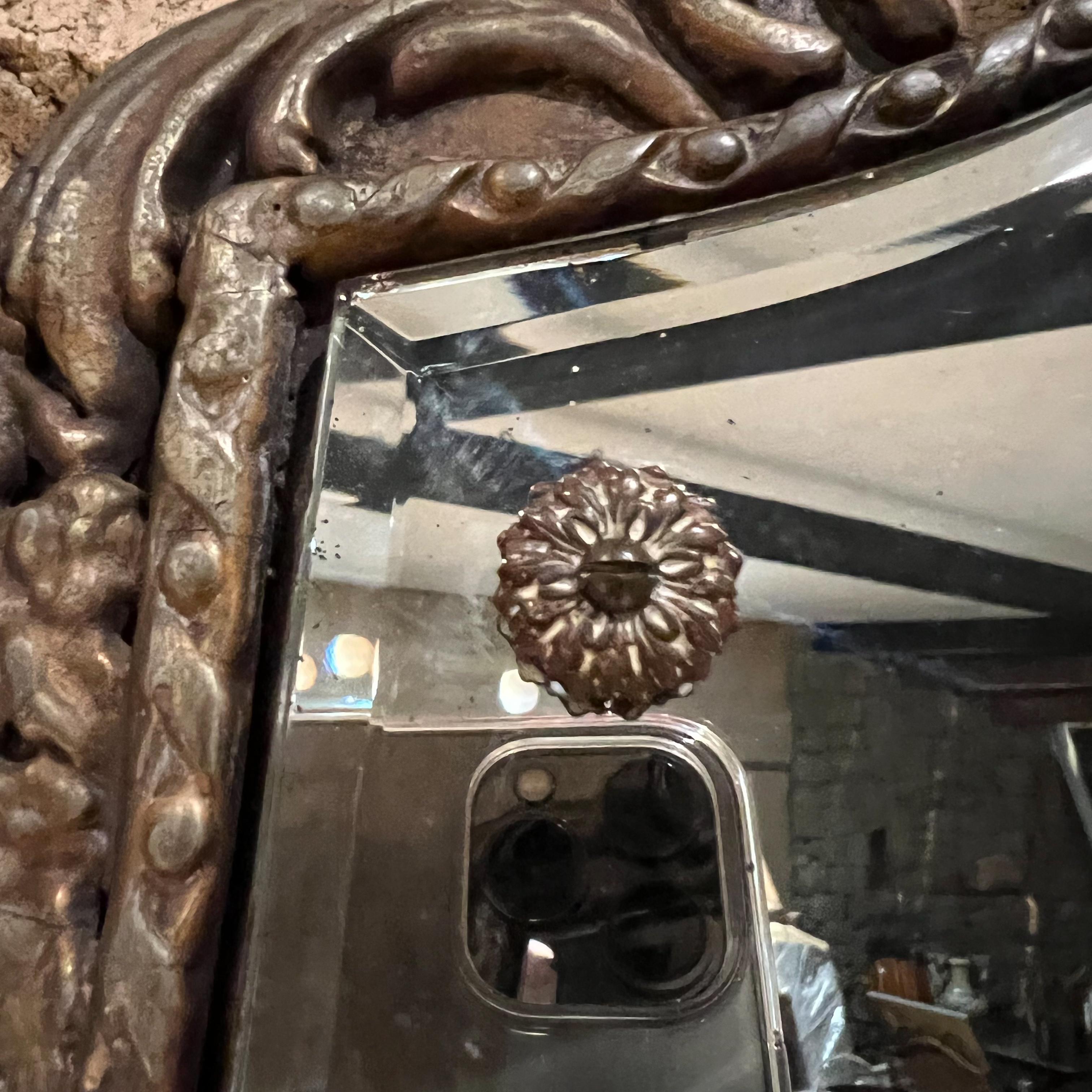 1950s Venetian Shield Wall Mirror Carved Giltwood Italy 1