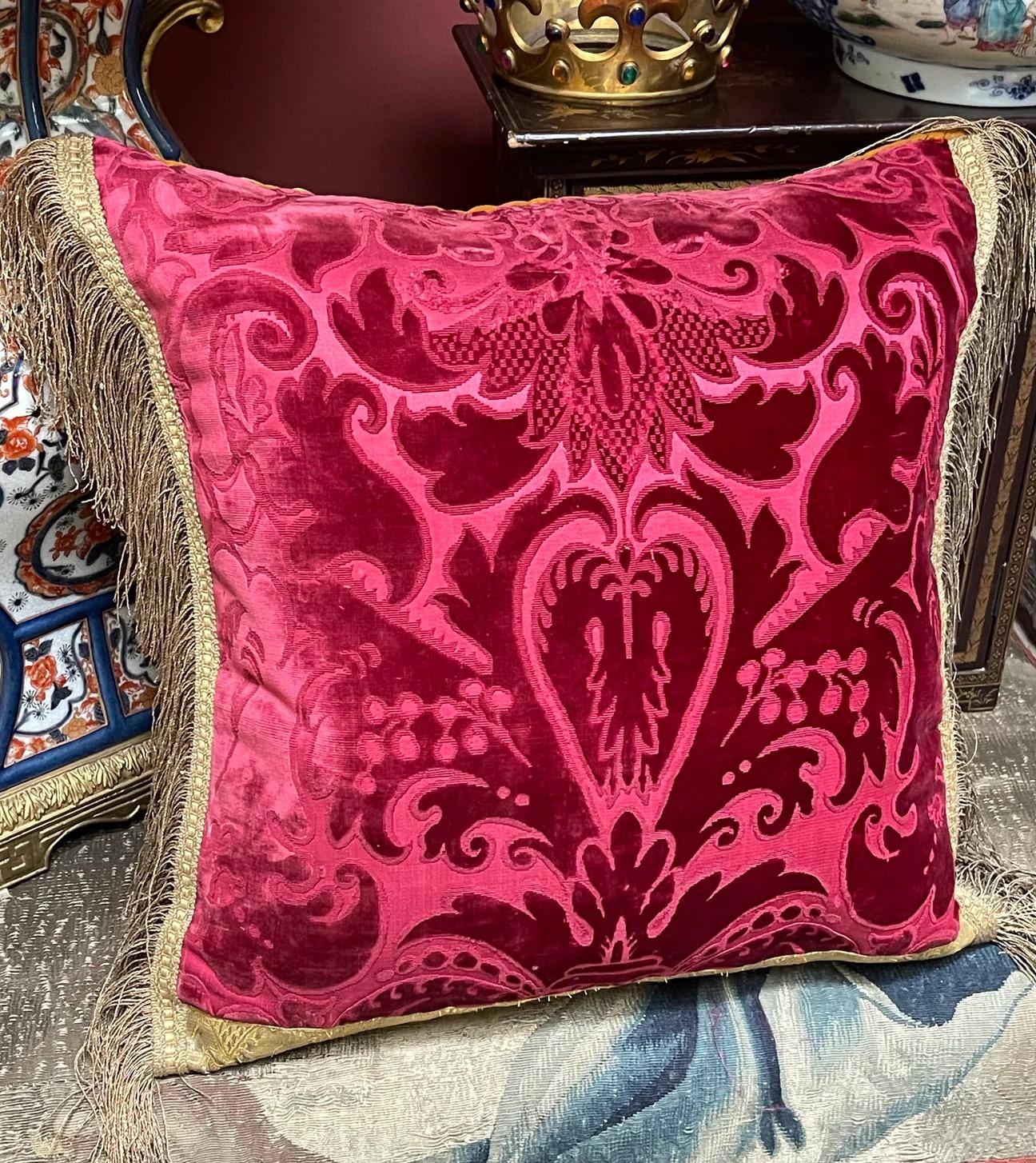 Empire Antique Venetian Silk Velvet Pillow For Sale